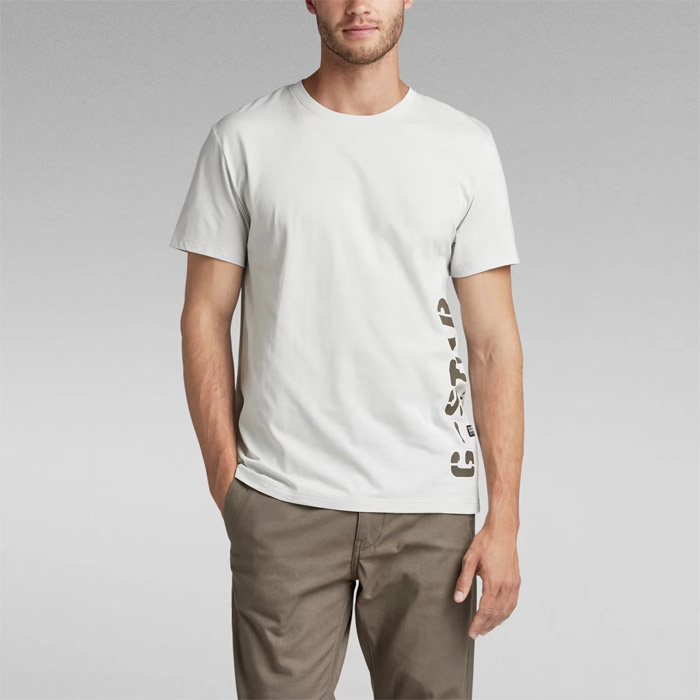 30%OFF ジースターロウ D22780-336-D607 Side Stencil T-Shirt メンズ プリント リブネックTシャツ 半袖 ホワイト