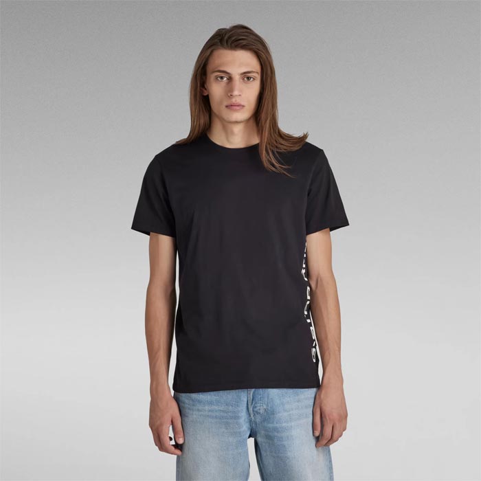 SALE 30%OFF ジースターロウ Side Logo T-Shirt Dark Black メンズ 半袖 プリント Tシャツ
