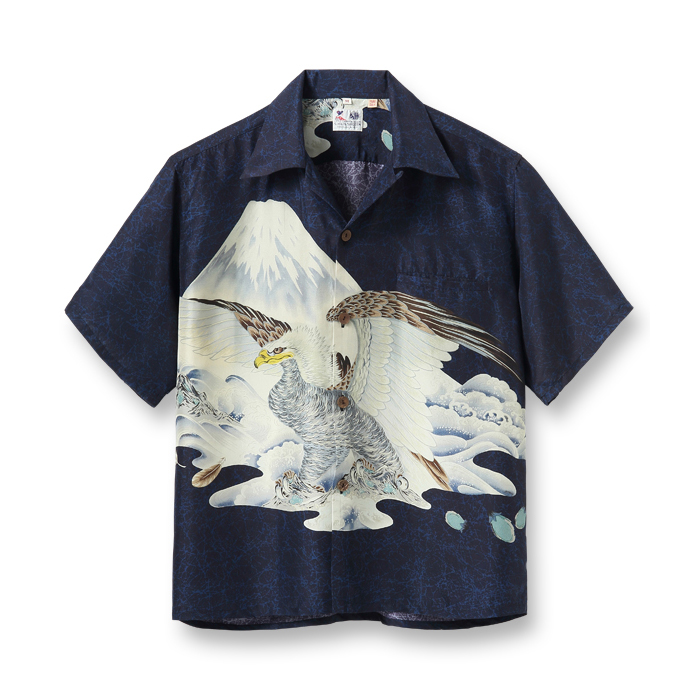 サンサーフ Lot No. SS38850 SUN SURF SPECIAL EDITION “一富士二鷹三茄子 EAGLE & Mt. FUJI” 128 ネイビー アロハシャツ