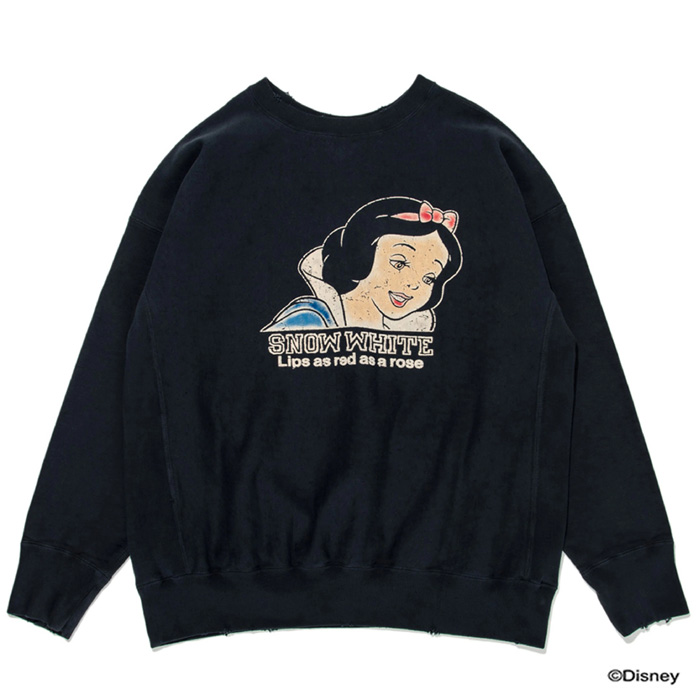 バウワウ  BW2302-SWSS SNOW WHITE SWEAT SHIRTS ブラック フロッキープリント スウェット スノーホワイト 白雪姫