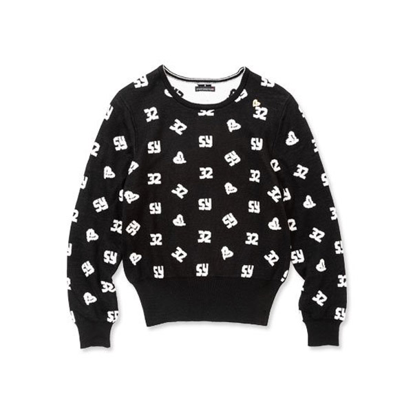 30%OFF SY32 スウィートイヤーズ SYG-23A07W SY LOGO KNIT SWEATER ジャガードニット ブラック レディース ゴルフ