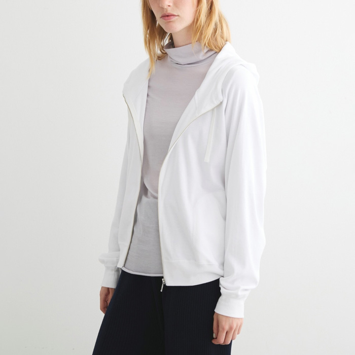 スリードッツ AG7001Y  Organic cotton knit zip hoody white オーガニックコットンニット ジップフーディ パーカー ホワイト レディース