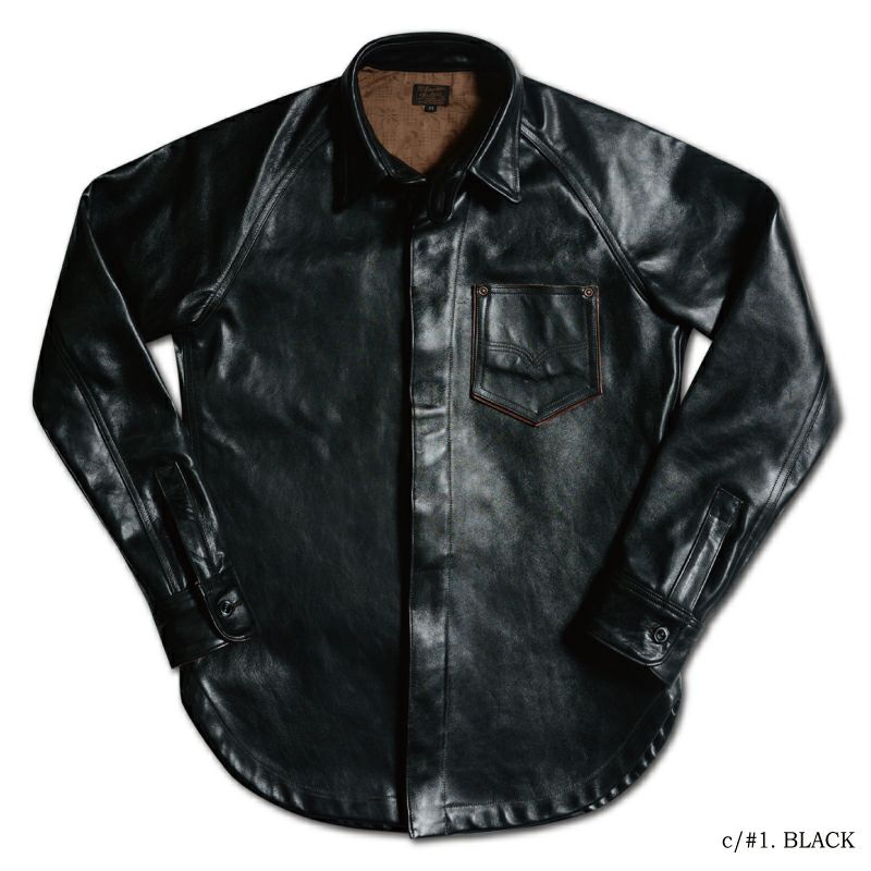 7648...40s LEATHER SHIRT:BLACK