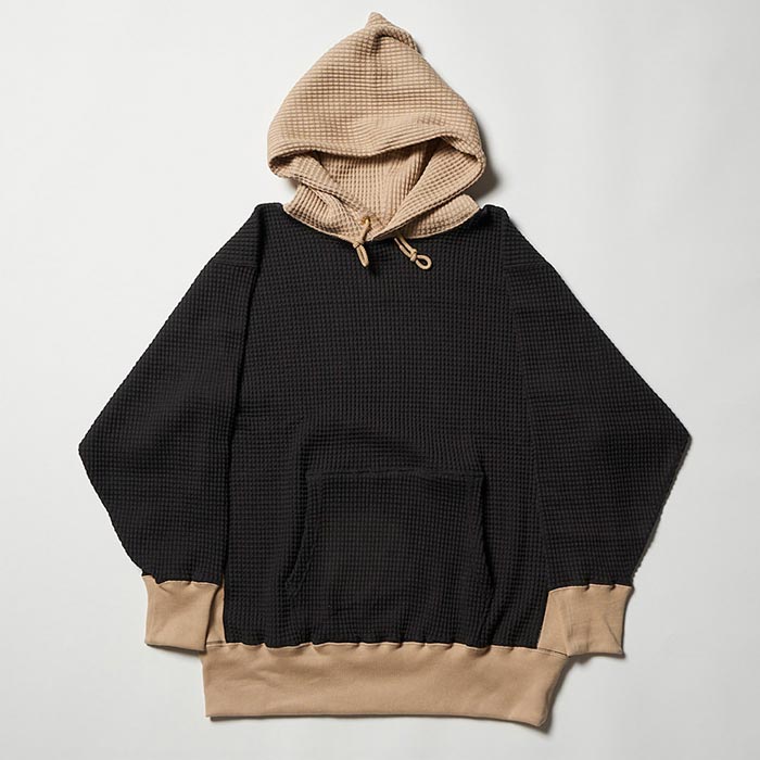 ジャクソン マティス JM24SS014 2-Tone Waffle Parka 2トーン ワッフル パーカー チャコール メンズ プルオーバー フーディー