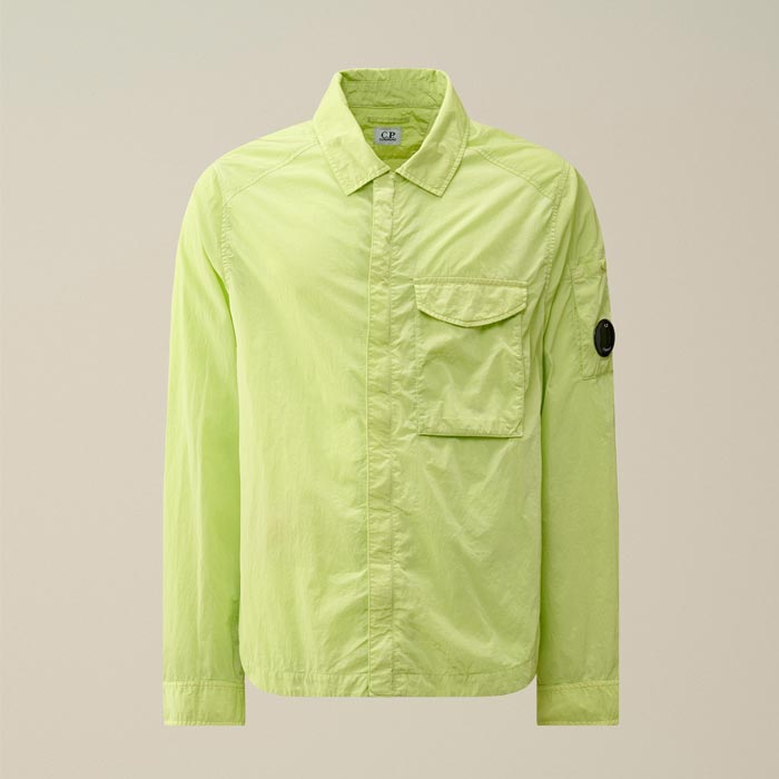 C.P.カンパニー 16CMOS039A Chrome-R Pocket Overshirt メンズ オーバーシャツ WHITE PEAR ナイロン ファスナー クラシック 長袖 シャツ  レギュラーフィット