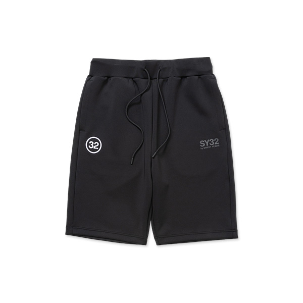 SY32 スウィートイヤーズ 14117 DOUBLE KNIT EMBROIDERY LOGO SHORT PANTS ダンボールニットショートパンツ ブラック メンズ