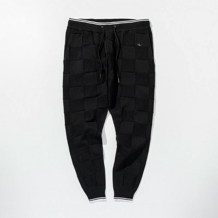 1PIU1UGUALE3 RELAX(ウノピゥウノウグァーレトレ リラックス) ブロックニットロングパンツ USK-26013 ブラック