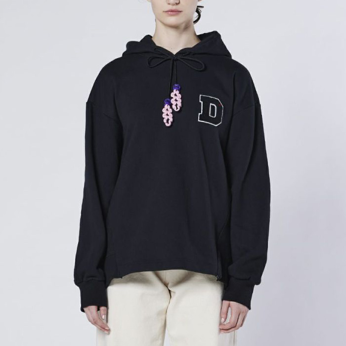DOUBLE STANDARD CLOTHING(ダブルスタンダードクロージング) Dロゴワッペン 裏毛フーディー 0508-180-261 ブラック