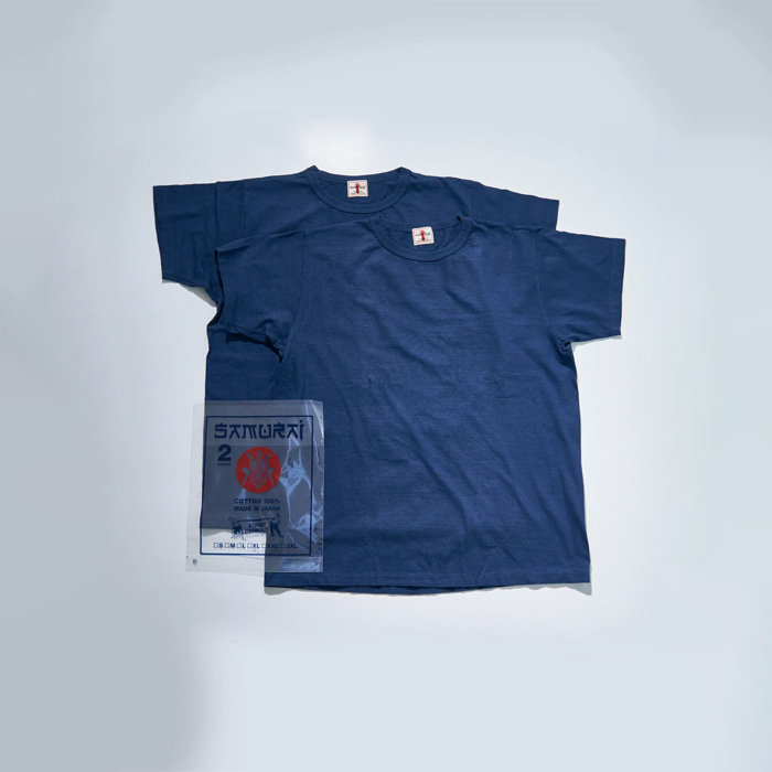SAMURAI JEANS(サムライジーンズ) 2PST-01 無地クルーネック2パックTシャツ Navy