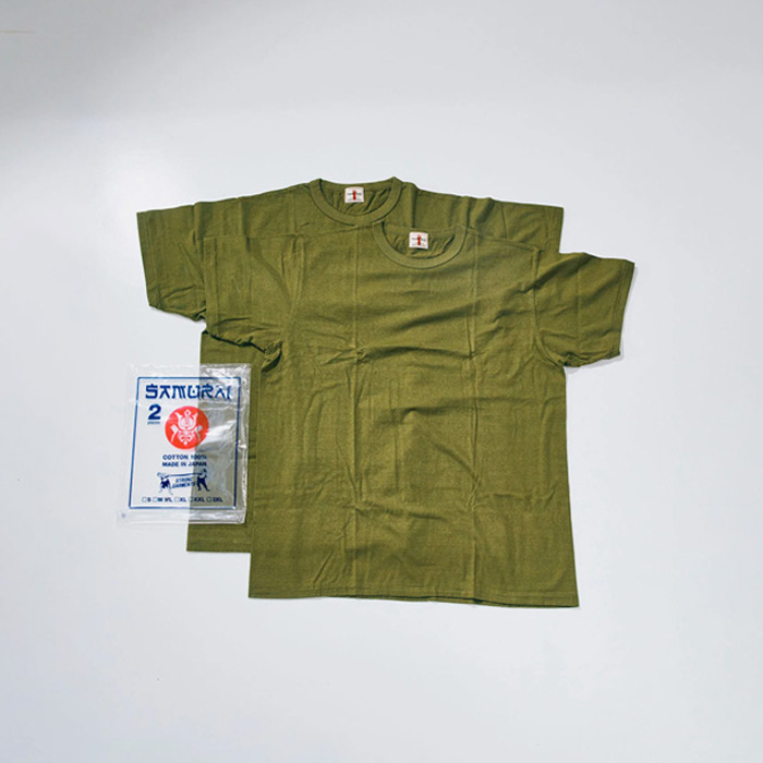 SAMURAI JEANS(サムライジーンズ) 2PST-01 無地クルーネック2パックTシャツ Olive