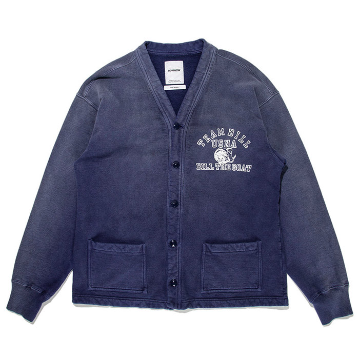 バウワウ BW231-BGSC BILL THE GOAT SWEAT CARDIGAN スウェットカーディガン NAVY BLUE AGEING