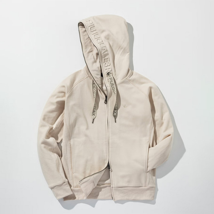 1PIU1UGUALE3 RELAX(ウノピゥウノウグァーレトレ リラックス) エンボスロゴ ジップパーカー USO-26083 ベージュ