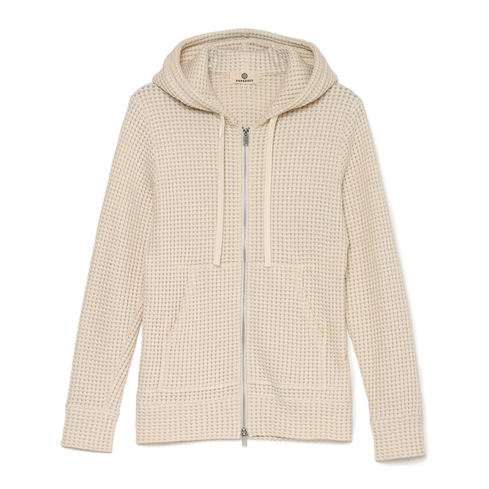 シーグリーン MSEA24S0846-M BIG WAFFLE HOODIE CREAM ワッフルジップアップフーディ クリーム メンズ