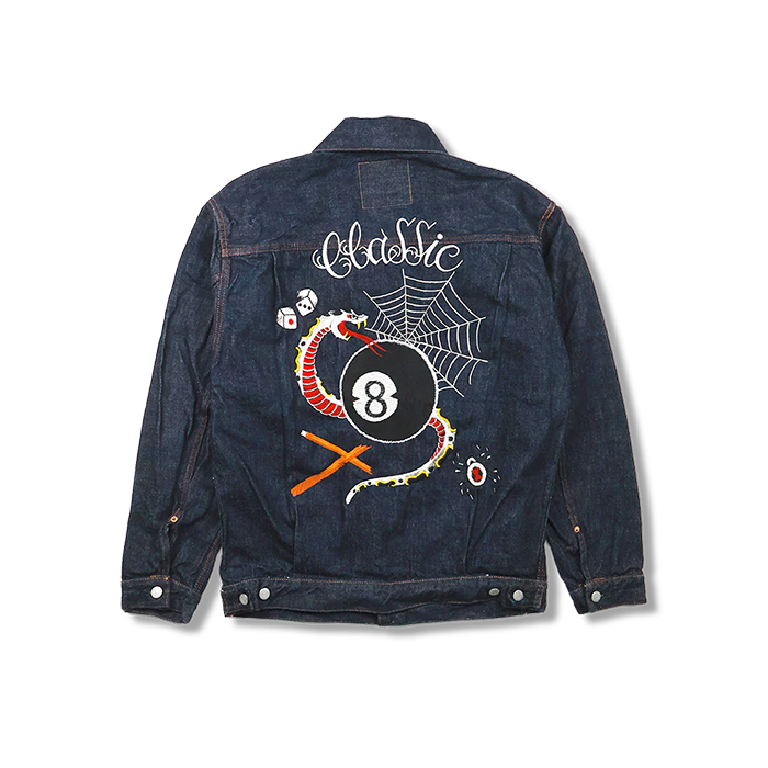 FULL COUNT(フルカウント)2102E Classic Tattoo Embroidery Type 2 Denim Jacket Original Drawing by “HORIDAI”