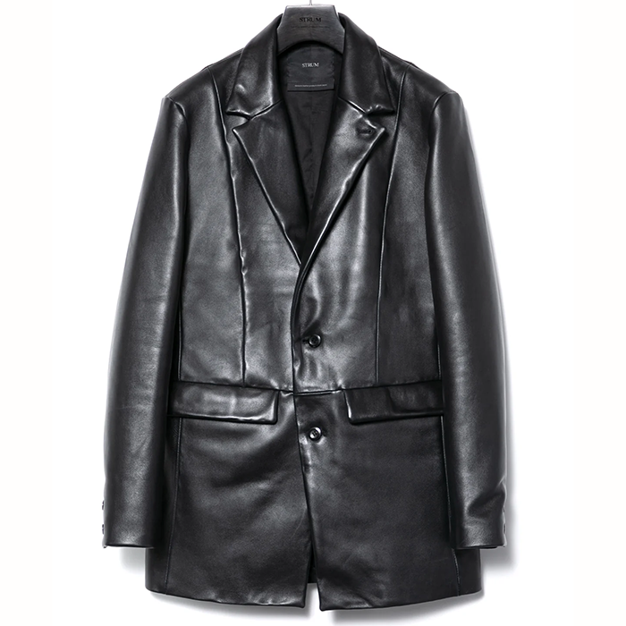 STRUM(ストラム)モンゴル ラム ASH [DARK] テーラードジャケット - BLACK
