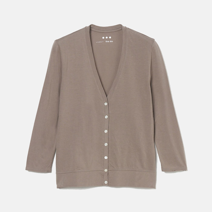 スリードッツ KD7003Y Jersey colette cropped cardigan sueded khaki ジャージー コレット クロップドカーディガン カーキー レディース