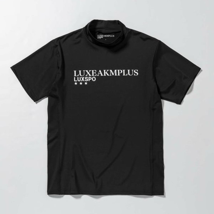 SALE リュクスエイケイエムプラス LAT-23002 ゴルフ スポーツロゴモックネック半袖Tシャツ ブラック