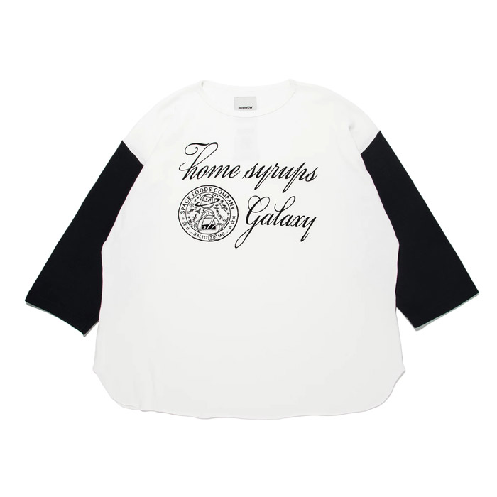 バウワウ BW241-GSBC GALAXY SYRUP BB CS WHITE × BLACK 植毛フロッキープリント ロングスリーブTシャツ ホワイトブラック メンズ