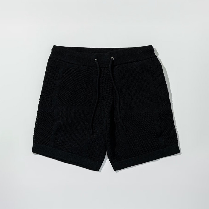 1PIU1UGUALE3 RELAX(ウノピゥウノウグァーレトレ リラックス) ブロックメッシュニットショーツ USK-26003 ブラック