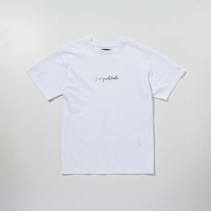 1PIU1UGUALE3 RELAX(ウノピゥウノウグァーレトレ リラックス) グラデーションラインストーン半袖ロゴTシャツ UST-26065 ホワイト