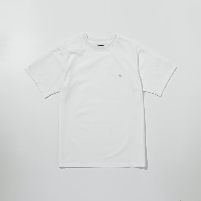 1PIU1UGUALE3 RELAX(ウノピゥウノウグァーレトレ リラックス) グロッシー刺繍ネックロゴ半袖Tシャツ UST-26074 ホワイト