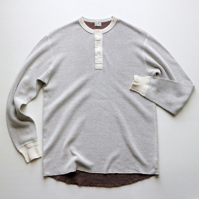 ループアンドウェフト LRH1036 DOUBLE FACE HEX HONEYCOMB HENLEY NECK THERMAL V.IVORY ヘンリーネックサーマル ヴィンテージアイボリー メンズ