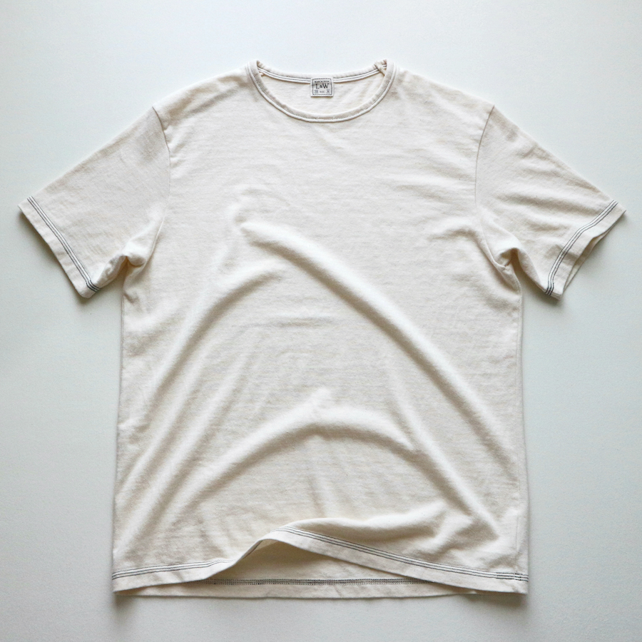 ループアンドウェフト LRC1091 RECYCLED NEP PLATING DOT SEAM S/S CREWNECK ショートスリーブクルーネック N. IVORY