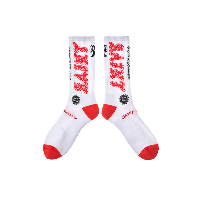 SAINT Mxxxxxx(セントマイケル) SM-MK8-0000-106 / SOCKS / SAINT/ WHITE+RED