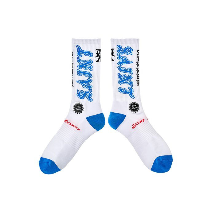 SAINT Mxxxxxx(セントマイケル) SM-MK8-0000-107 / SOCKS / SAINT/ WHITE+BLUE