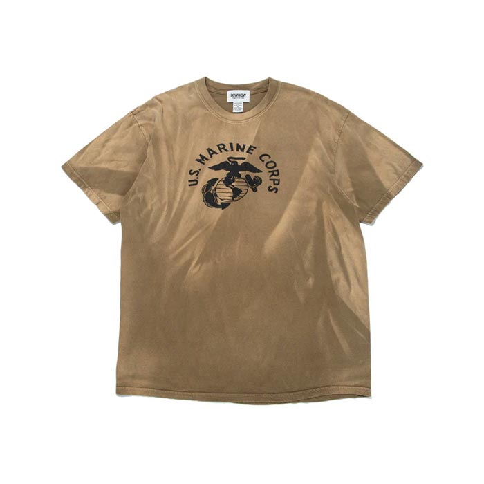 バウワウ BW241-UMT USMC TEE コヨーテ サンバーン メンズ 半袖 プリント Tシャツ カットソー ミリタリー 日焼け加工