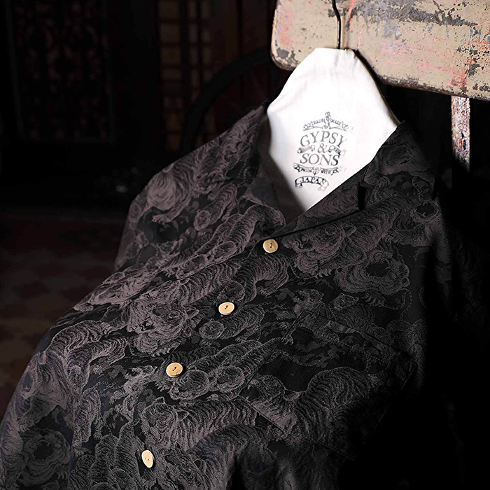 GYPSY＆SONS (ジプシーアンドサンズ) JQ/HUNDRED TIGER S.S. SHIRTS 百虎シャツ GS2449927A:BLACK