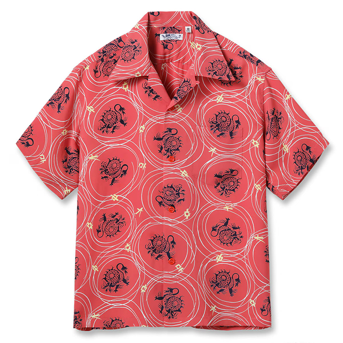 SUN SURF(サンサーフ) RAYON HAWAIIAN SHIRT “DRAGON GRID”:165) RED