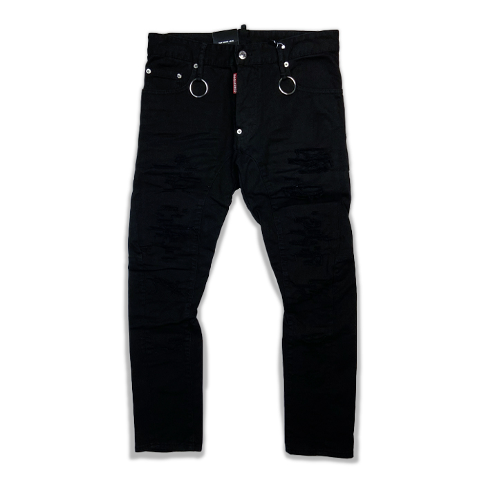 30％OFF ディースクエアード S74LB0495 TIDY BIKER JEAN Black ティディバイカージーンズ メンズ ブラック ダメージ