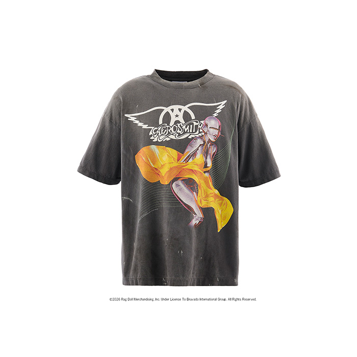 SAINT Mxxxxxx(セントマイケル)×AEROSMITH(エアロスミス) SM-MK8-0000-C25 / AS_SS T-SHIRT / AEROSMITH / BLACK