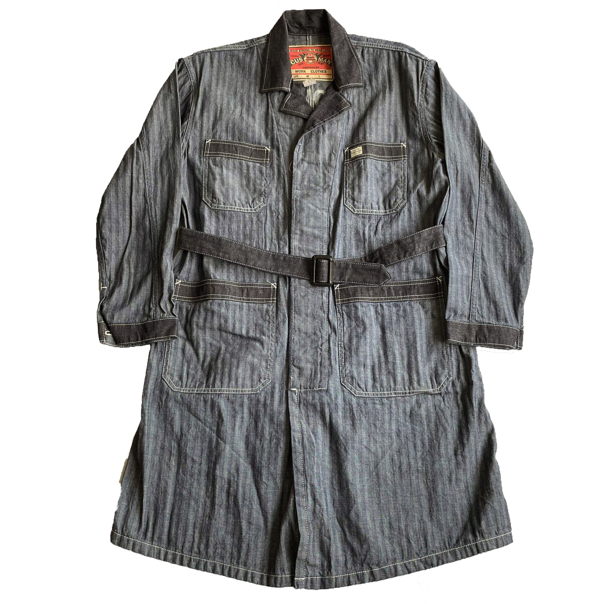 HERRING BONE SHOP COAT:DENIM