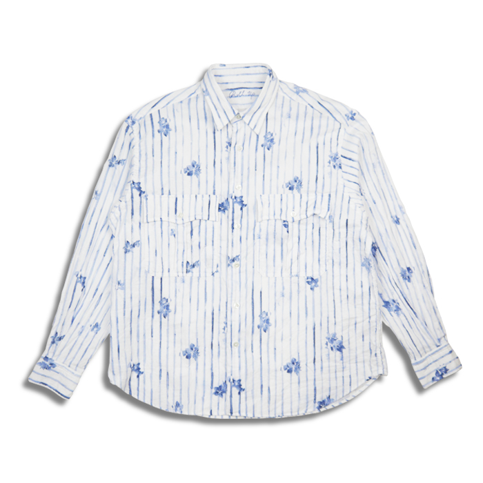 ポータークラシック PC-016-2216 ROLL UP 水彩 STRIPE SHIRT ロールアップ水彩ストライプシャツ ブルー