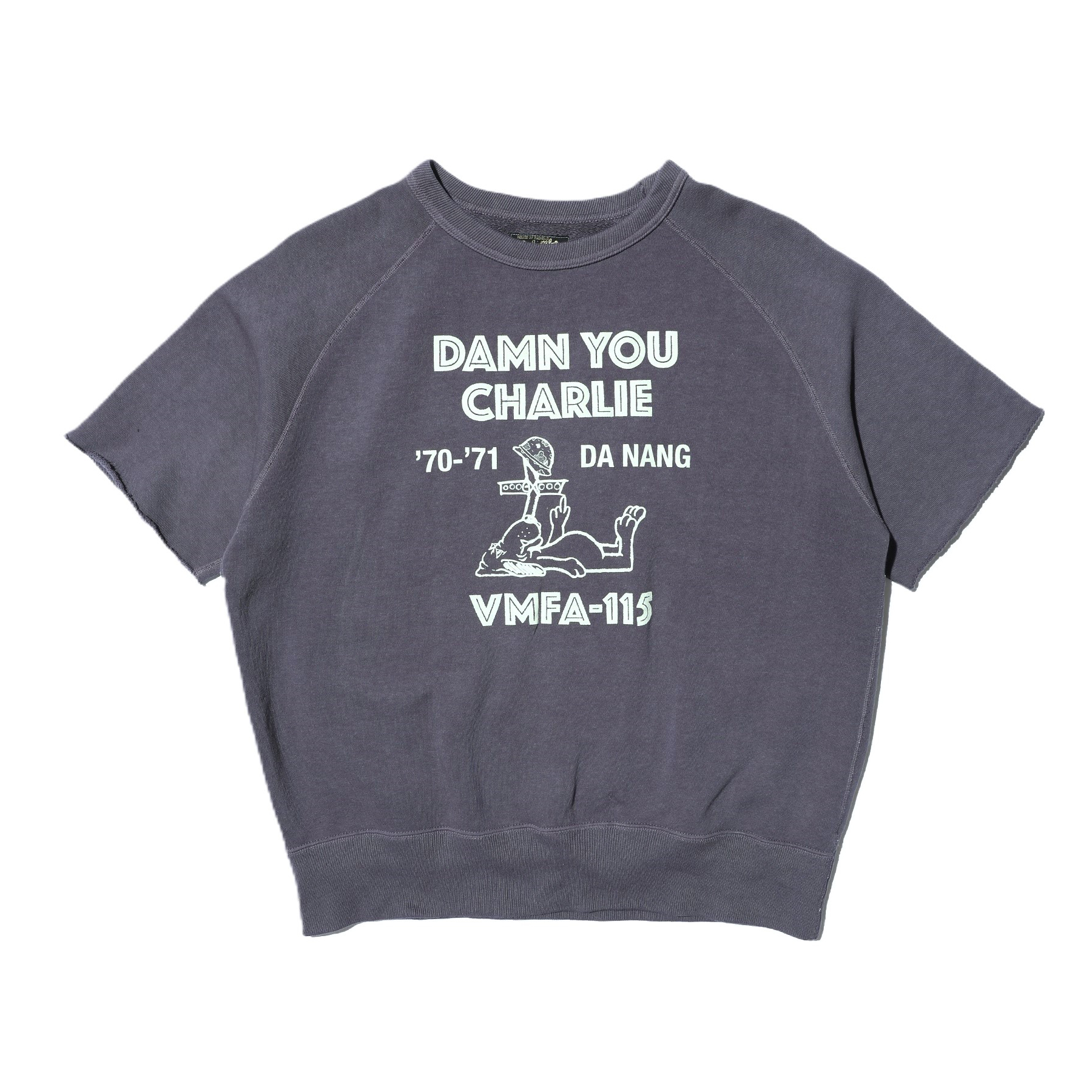 Lagergeld Cut-off Sweat Shirt =DAMN YOU CHARLIE= ﾀﾞﾑﾕｰﾁｬｰﾘｰ:NAVY