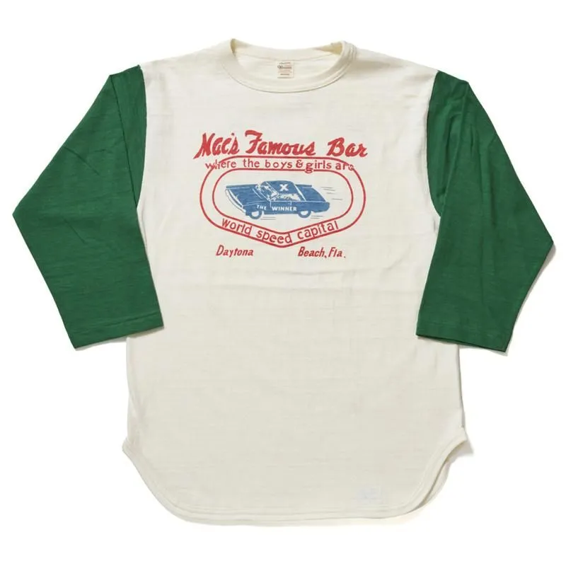 WAREHOUSE & CO.(ウエアハウス) Lot 4800 7分袖ベースボールT MAC’S FAMOUS BAR:クリーム/Lグリー