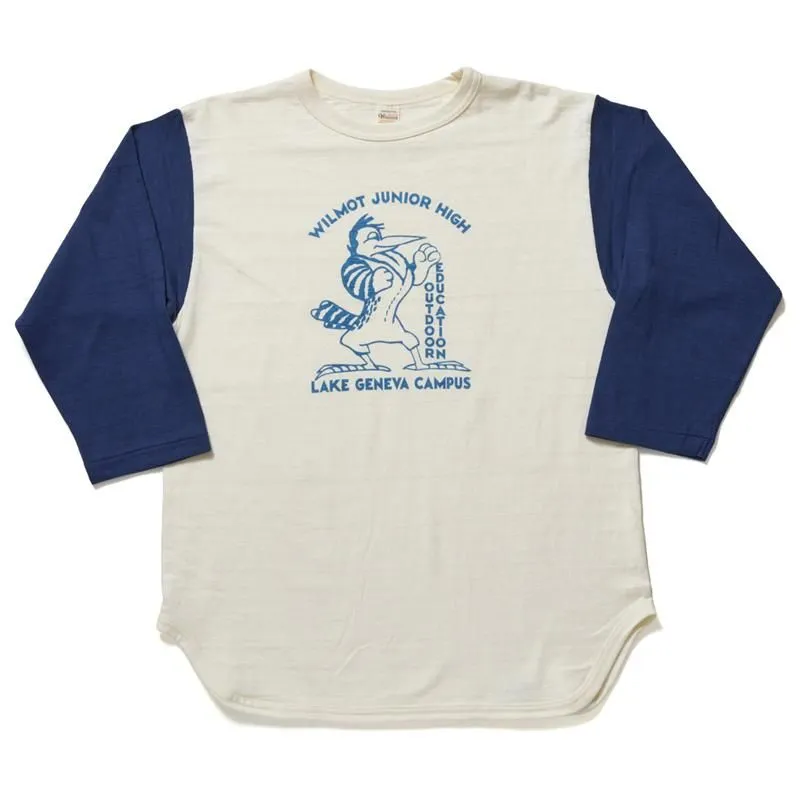 WAREHOUSE & CO.(ウエアハウス)Lot 4800 7分袖ベースボールT WILMOT JUNIOR HIGH :クリーム/ネイビー