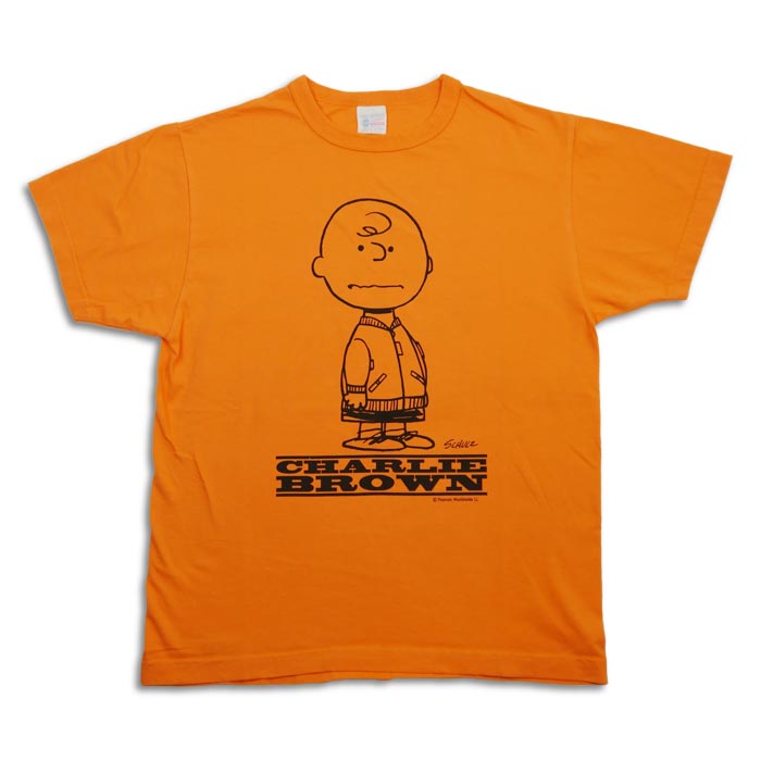 バズリクソンズ Lot No.BR79257 BUZZ×PEANUTS TEE "TYPE MA-1" チャーリー ブラウン オレンジ メンズ 半袖 Tシャツ バックプリント