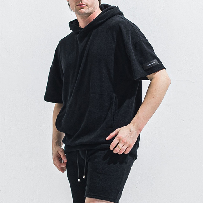 RESOUND CLOTHING(リサウンドクロージング) PILE HALF HOODIE RC40-C-003 BLACK