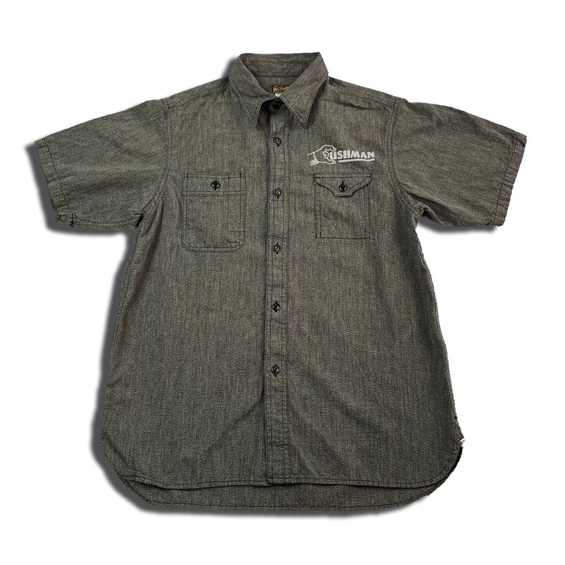 クッシュマン 25431 MIX CHAMBRAY WORK SHIRT ダークグレー メンズ 半袖 シャンブレー ワークシャツ