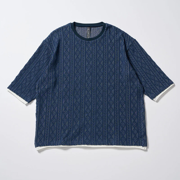 wjk(ダヴルジェイケイ) jacquard summer knit H/S 7401 kc01 navy (59)