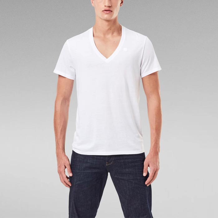 ジースターロウ D07203-2757-2020 BASIC V-NECK T-SHIRT 2-PACK ベーシック Vネック Tシャツ 2枚組 ホワイトソリッド