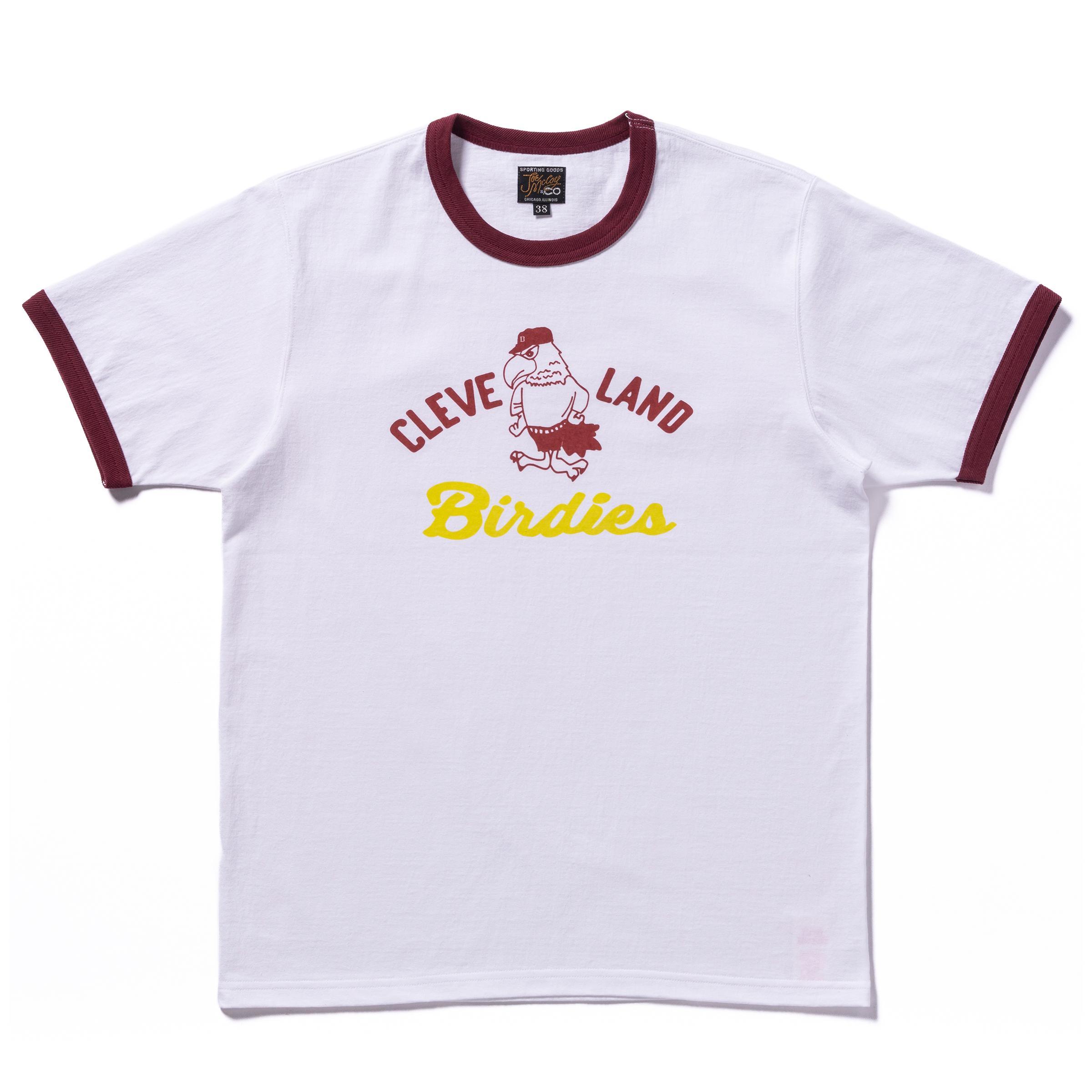 ジョーマッコイ MC24021 JOE MCCOY TEE / BIRDIES ホワイト×バーガンディ / 310 メンズ プリント Tシャツ リンガーT
