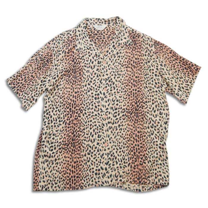 スターオブハリウッド Lot No. SH39080 HIGH DENSITY RAYON OPEN SHIRT “LEOPARD” ピンク メンズ 半袖 レーヨン オープン シャツ レオパード