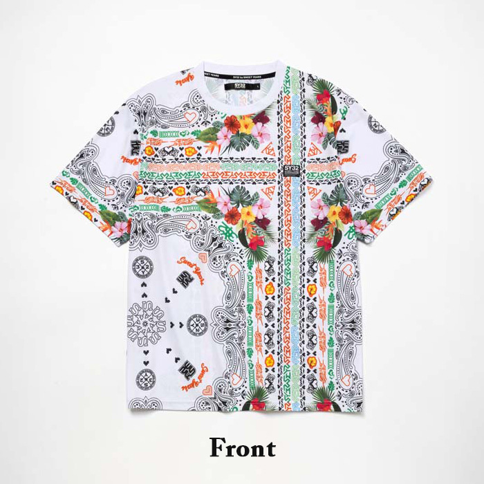 SY32 by SWEET YEARS(エスワイサーティトゥ バイ スウィートイヤーズ) 32-26SN1-42 RESORT PAISLEY TEE WHITE