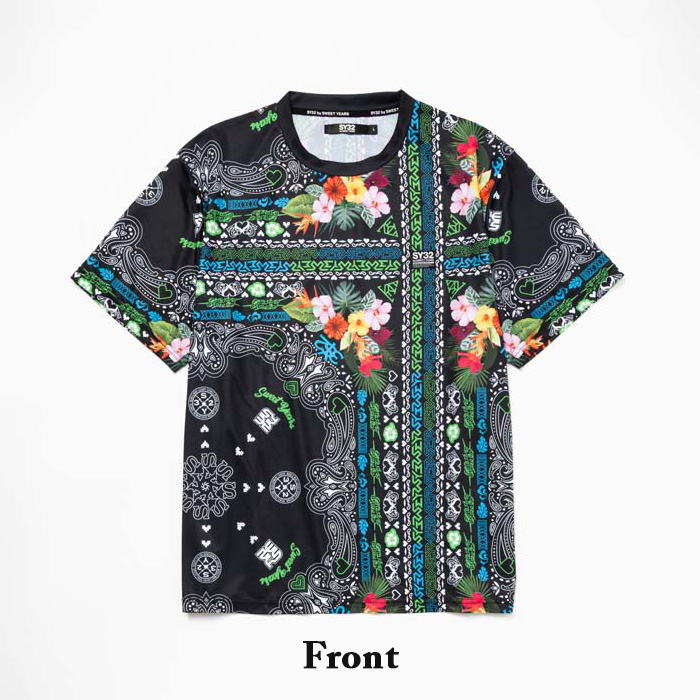SY32 by SWEET YEARS(エスワイサーティトゥ バイ スウィートイヤーズ) 32-26SN1-42 RESORT PAISLEY TEE BLACK