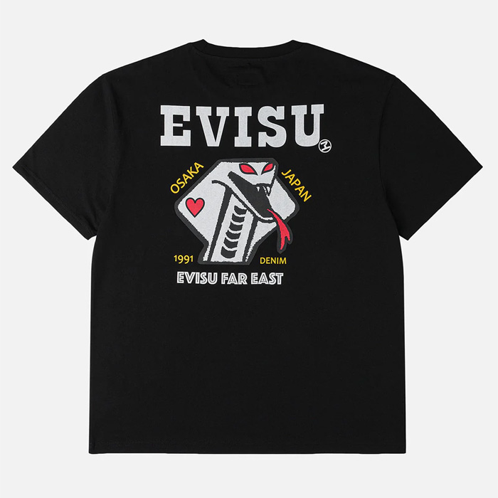 EVISU(エヴィス) 2ESEJM6TS6123 ヘビ＆ポーカー Tシャツ ブラック
