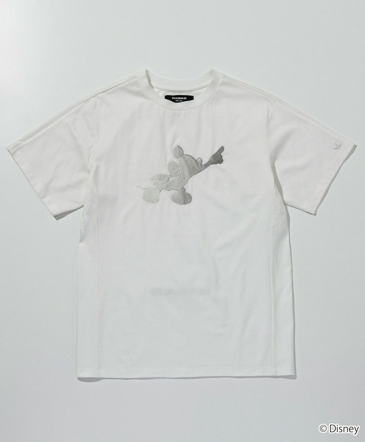 1PIU1UGUALE3 RELAX(ウノピゥウノウグァーレトレ リラックス)【ミッキーマウス】グラデーション刺繍半袖Tシャツ UST-25140 ホワイト